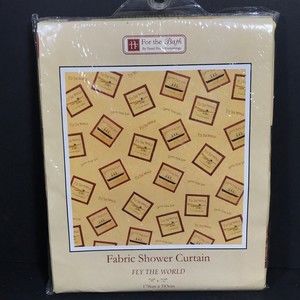 fly the world shower curtain vintage air sea travel his mens bathroom